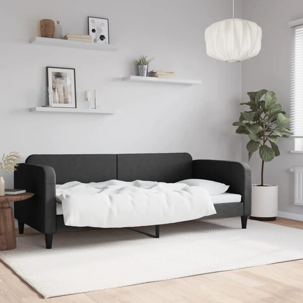 Dnevni krevet crni 90 x 200 cm od tkanine - Crna / 90 x 200 cm