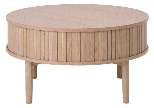 Okrugao stolić za kavu u dekoru hrasta u svijetloj prirodnoj boji ø 85 cm Meta – Unique Furniture
