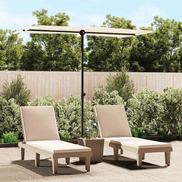 Vrtni suncobran s aluminijskim stupom 180x110 cm pijesak bijeli - Bijela / 180 x 110 cm