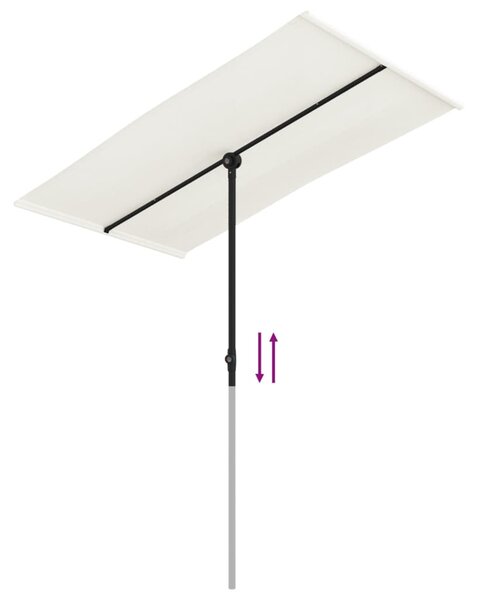 Vrtni suncobran s aluminijskim stupom 180x110 cm pijesak bijeli - Bijela / 180 x 110 cm
