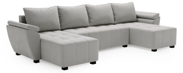 Razvlačna U kutna garnitura LIVARO 305x140 cm, svijetlo siva