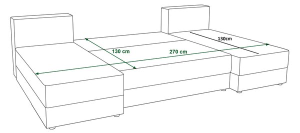Razvlačna U kutna garnitura LIVARO 305x140 cm, tamno siva