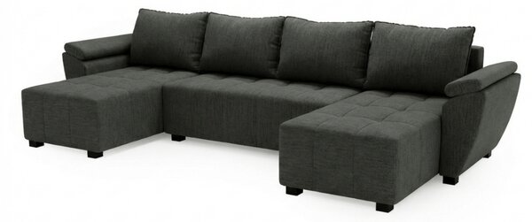 Razvlačna U kutna garnitura LIVARO 305x140 cm, tamno siva