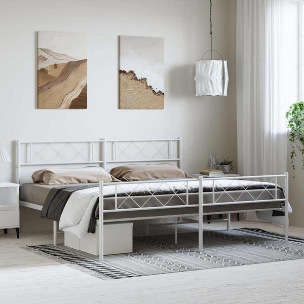 Metalni okvir kreveta uzglavlje i podnožje bijeli 183x213 cm - Bijela / 183 x 213 cm