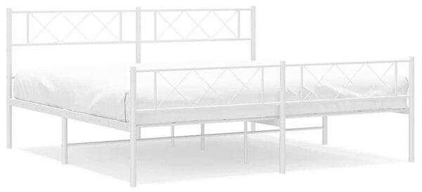 Metalni okvir kreveta uzglavlje i podnožje bijeli 183x213 cm - Bijela / 183 x 213 cm