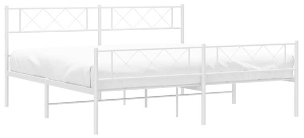 Metalni okvir kreveta uzglavlje i podnožje bijeli 183x213 cm - Bijela / 183 x 213 cm