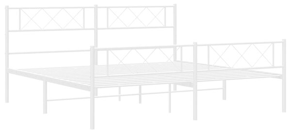 Metalni okvir kreveta uzglavlje i podnožje bijeli 183x213 cm - Bijela / 183 x 213 cm