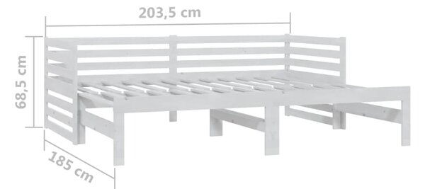 Dnevni ležaj na izvlačenje bijeli od borovine 2 x (90x200) cm - Bijela / N/A