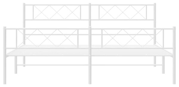 Metalni okvir kreveta uzglavlje i podnožje bijeli 183x213 cm - Bijela / 183 x 213 cm