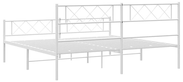 Metalni okvir kreveta uzglavlje i podnožje bijeli 183x213 cm - Bijela / 183 x 213 cm
