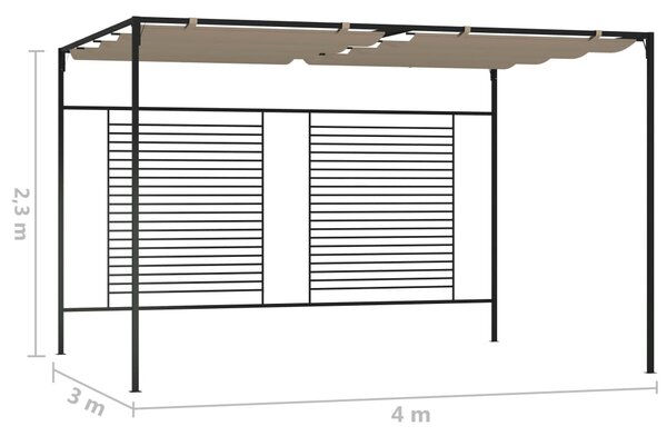 Sjenica s pomičnim krovom 3 x 4 x 2,3 m smeđesiva 180 g/m² - Tupe / N/A