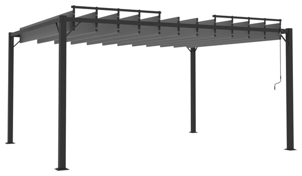 Sjenica s rešetkastim krovom 3x4 m antracit tkanina i aluminij - Antracitno siva / 3 x 4 m