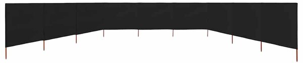 Vjetrobran s 9 panela od tkanine 1200 x 120 cm crni - Crna / 1200 x 120 cm