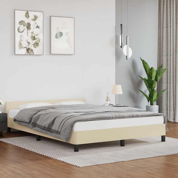 Okvir kreveta s uzglavljem bez madraca krem 140x190 cm - Krema / 140 x 190 cm