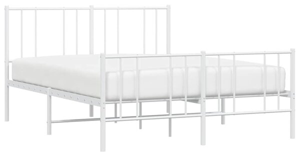 Metalni okvir kreveta uzglavlje i podnožje bijeli 140x200 cm - Bijela / 140 x 200 cm