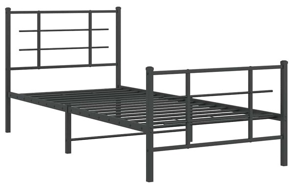 Metalni okvir kreveta uzglavlje i podnožje crni 90 x 200 cm - Crna / 90 x 200 cm