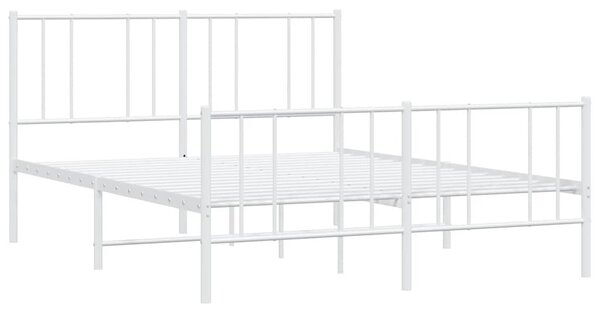 Metalni okvir kreveta uzglavlje i podnožje bijeli 140x200 cm - Bijela / 140 x 200 cm