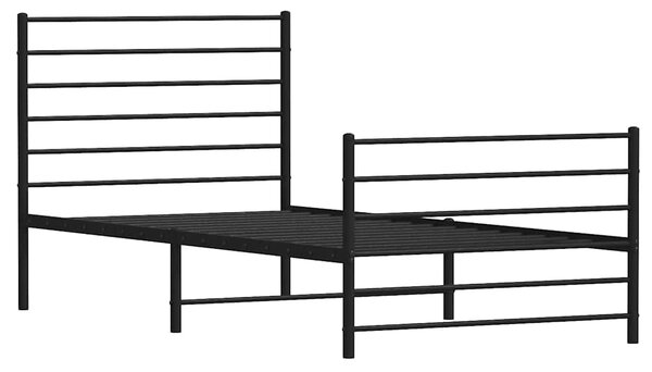 Metalni okvir kreveta uzglavlje i podnožje crni 80x200 cm - Crna / 80 x 200 cm