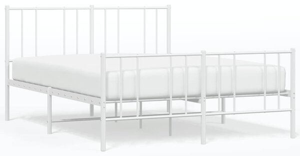 Metalni okvir kreveta uzglavlje i podnožje bijeli 140x200 cm - Bijela / 140 x 200 cm