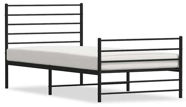 Metalni okvir kreveta uzglavlje i podnožje crni 80x200 cm - Crna / 80 x 200 cm