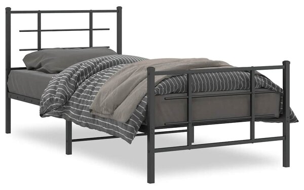 Metalni okvir kreveta uzglavlje i podnožje crni 90 x 200 cm - Crna / 90 x 200 cm