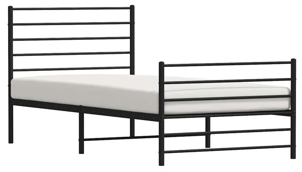 Metalni okvir kreveta uzglavlje i podnožje crni 80x200 cm - Crna / 80 x 200 cm
