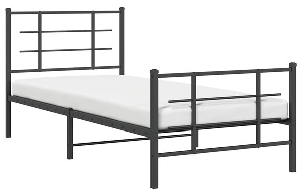 Metalni okvir kreveta uzglavlje i podnožje crni 90 x 200 cm - Crna / 90 x 200 cm