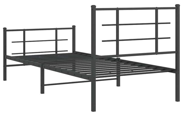 Metalni okvir kreveta uzglavlje i podnožje crni 90 x 200 cm - Crna / 90 x 200 cm