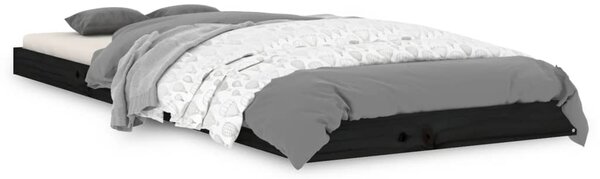 Okvir kreveta crni 75 x 190 cm mali od masivne borovine - Crna / 75 x 190 cm