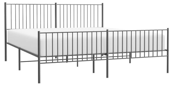 Metalni okvir kreveta uzglavlje i podnožje crni 200x200 cm - Crna / 200 x 200 cm