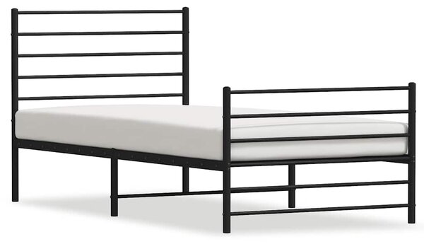 Metalni okvir kreveta uzglavlje i podnožje crni 100x190 cm - Crna / 100 x 190 cm