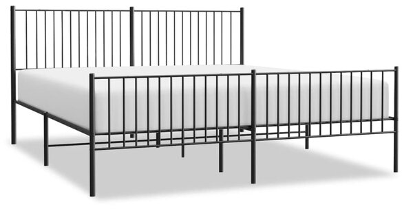 Metalni okvir kreveta uzglavlje i podnožje crni 200x200 cm - Crna / 200 x 200 cm
