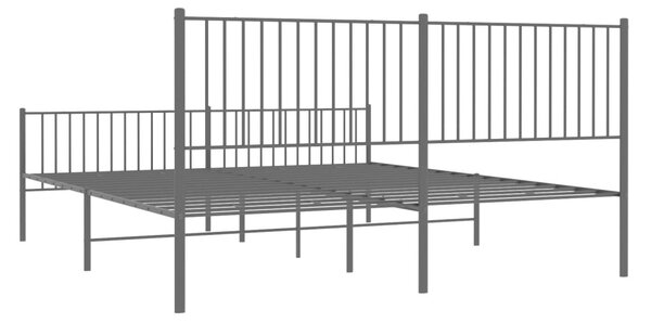 Metalni okvir kreveta uzglavlje i podnožje crni 200x200 cm - Crna / 200 x 200 cm