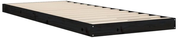 Okvir kreveta crni 75 x 190 cm mali od masivne borovine - Crna / 75 x 190 cm