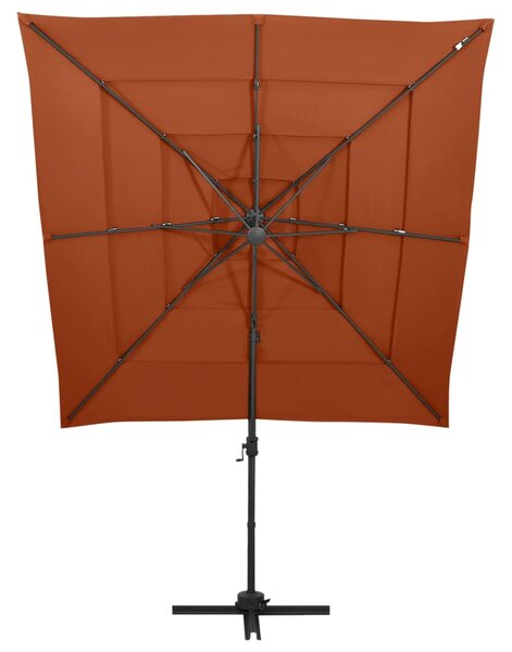 Vrtni suncobran s 4 razine i stupom 250 x 250 cm terakota - Smeđa / N/A
