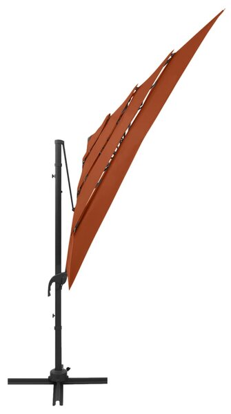 Vrtni suncobran s 4 razine i stupom 250 x 250 cm terakota - Smeđa / N/A