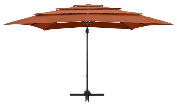 Vrtni suncobran s 4 razine i stupom 250 x 250 cm terakota - Smeđa / N/A