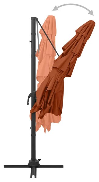 Vrtni suncobran s 4 razine i stupom 250 x 250 cm terakota - Smeđa / N/A