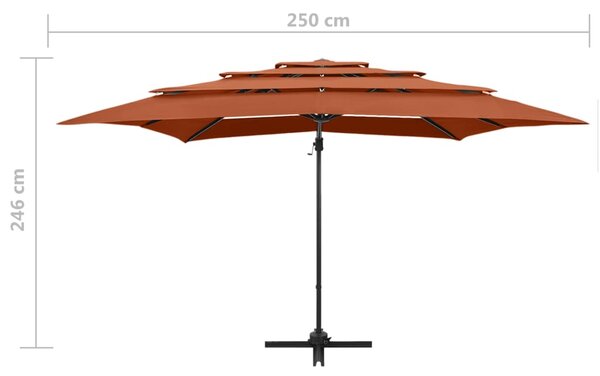 Vrtni suncobran s 4 razine i stupom 250 x 250 cm terakota - Smeđa / N/A