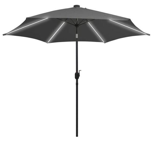 Vrtni suncobran LED s aluminijskim stupom 300 cm antracit - Antracitno siva / N/A