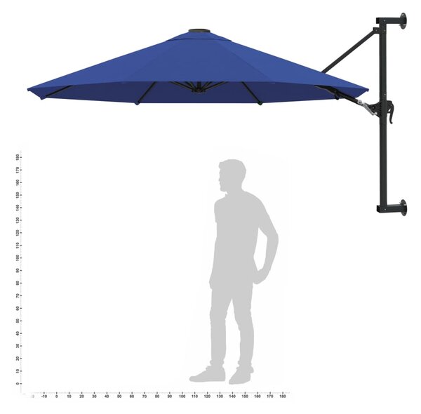 Zidni suncobran s metalnom šipkom 300 cm plavi - Plava / N/A
