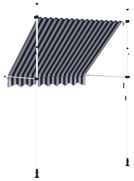 Tenda na ručno uvlačenje 200 cm plavo-bijela prugasta - Plava / N/A