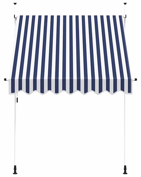 Tenda na ručno uvlačenje 200 cm plavo-bijela prugasta - Plava / N/A