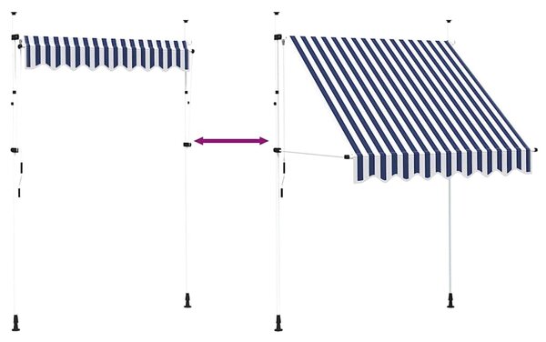 Tenda na ručno uvlačenje 200 cm plavo-bijela prugasta - Plava / N/A