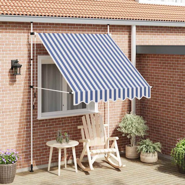 Tenda na ručno uvlačenje 200 cm plavo-bijela prugasta - Plava / N/A