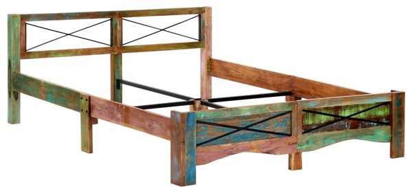 Okvir kreveta od masivnog obnovljenog drva 160 x 200 cm - Šarena / 160 x 200 cm