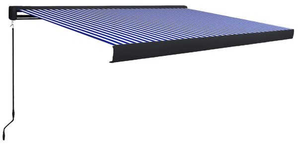 Kazetna tenda na ručno uvlačenje 400 x 300 cm plavo-bijela - Plava / 400 x 300 cm