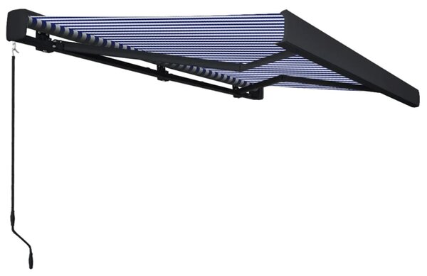 Kazetna tenda na ručno uvlačenje 400 x 300 cm plavo-bijela - Plava / 400 x 300 cm