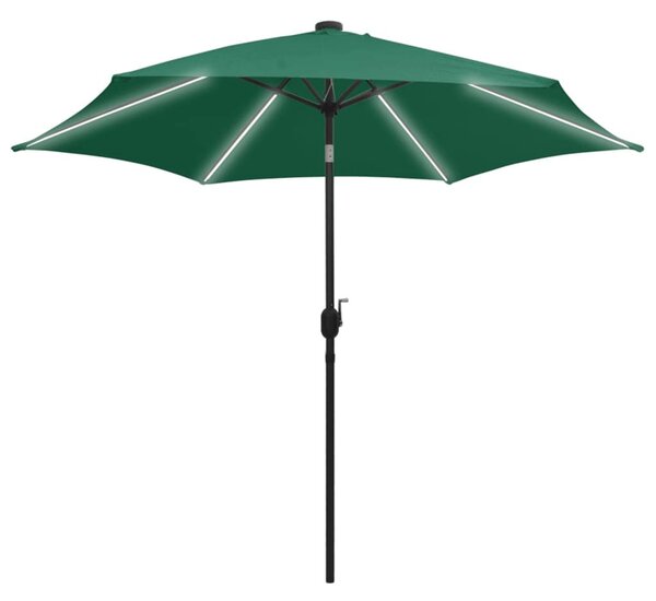 Vrtni suncobran LED s aluminijskim stupom 300 cm zeleni - Zelena / N/A