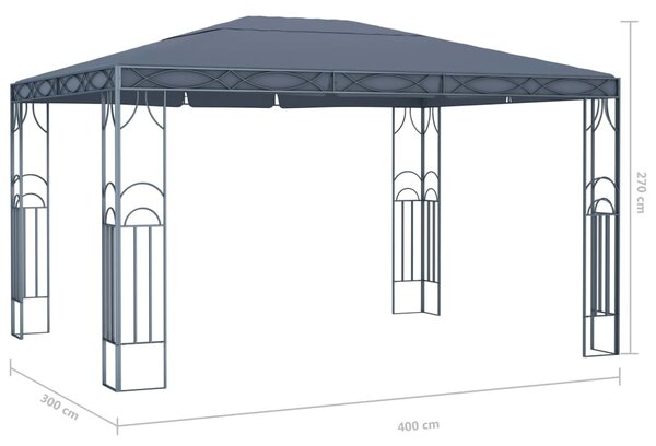 Sjenica s LED svjetlosnim trakama 400 x 300 cm antracit - Antracitno siva / 400 x 300 cm